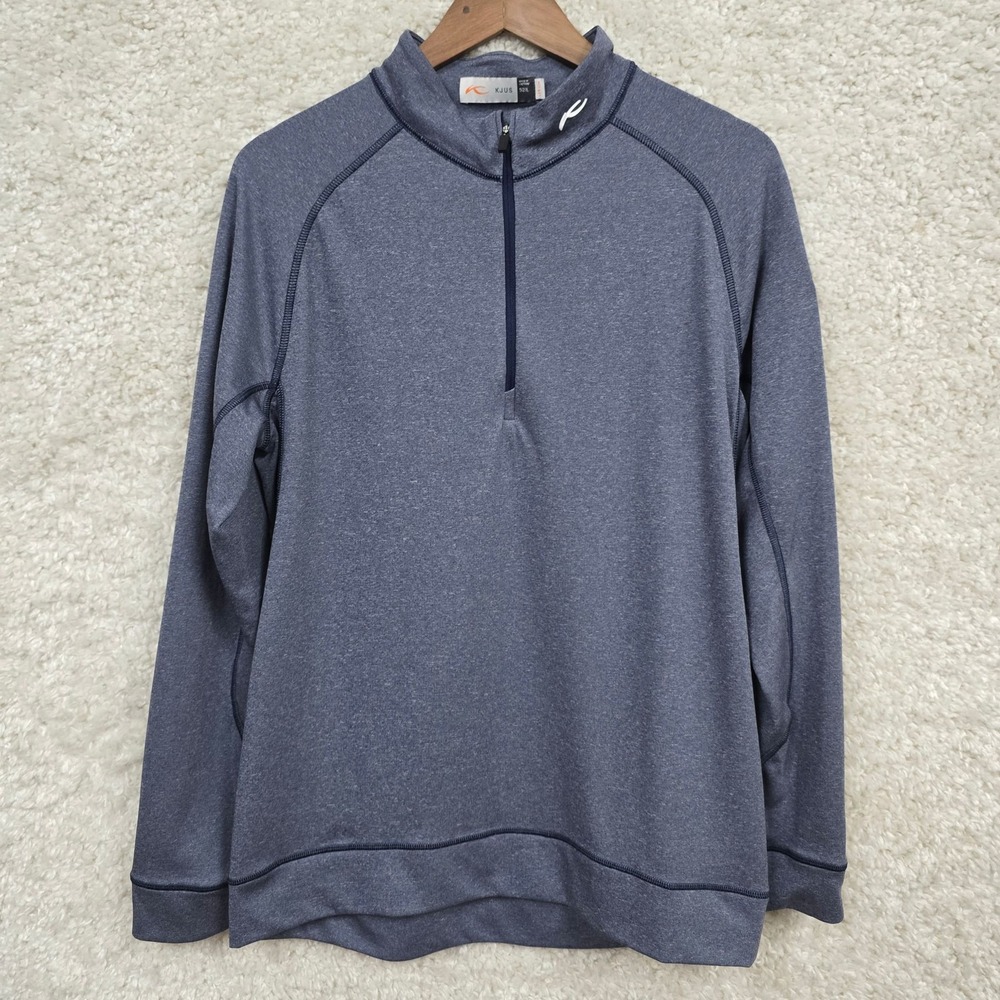 KJUS Keano Pullover Mens L Half-Zip Long Sleeve UPF50+ Blue Performance Top